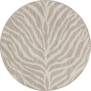 Unique Loom Outdoor Safari T-KZOD25 Gray Area Rug Round Top-down Image