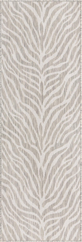 Unique Loom Outdoor Safari T-KZOD25 Gray Area Rug Runner Top-down Image