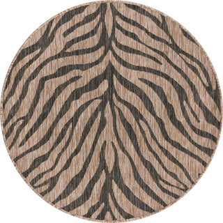 Unique Loom Outdoor Safari T-KZOD25 Natural Area Rug Round Top-down Image