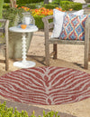 Unique Loom Outdoor Safari T-KZOD25 Rust Red Area Rug Round Lifestyle Image