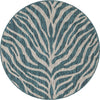 Unique Loom Outdoor Safari T-KZOD25 Teal Area Rug Round Top-down Image