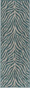 Unique Loom Outdoor Safari T-KZOD25 Teal Area Rug Runner Top-down Image