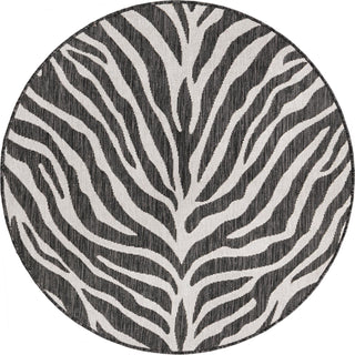 Unique Loom Outdoor Safari T-KZOD25 White Area Rug Round Top-down Image