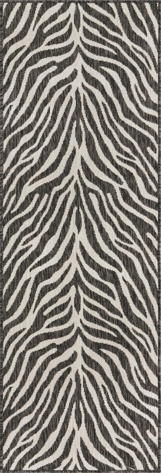 Unique Loom Outdoor Safari T-KZOD25 White Area Rug Runner Top-down Image