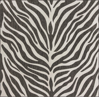 Unique Loom Outdoor Safari T-KZOD25 White Area Rug Square Top-down Image