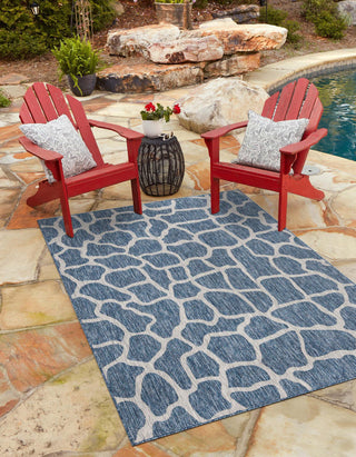 Unique Loom Outdoor Safari T-KZOD5 Blue Area Rug Rectangle Lifestyle Image Feature