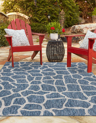 Unique Loom Outdoor Safari T-KZOD5 Blue Area Rug Rectangle Lifestyle Image