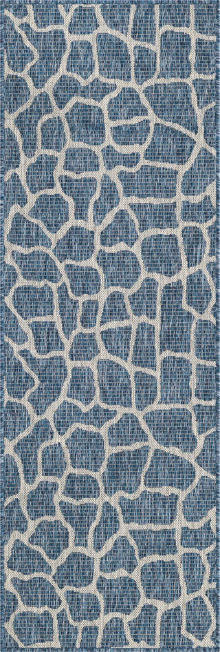 Unique Loom Outdoor Safari T-KZOD5 Blue Area Rug Runner Top-down Image