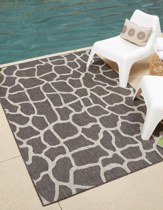 Unique Loom Outdoor Safari T-KZOD5 Charcoal Gray Area Rug Rectangle Lifestyle Image Feature