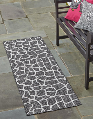 Unique Loom Outdoor Safari T-KZOD5 Charcoal Gray Area Rug Runner Lifestyle Image