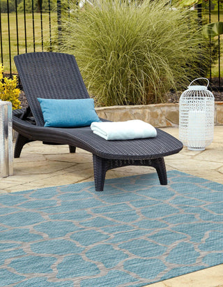 Unique Loom Outdoor Safari T-KZOD5 Light Aqua Area Rug Rectangle Lifestyle Image