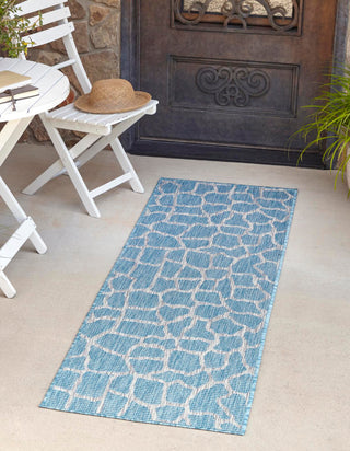 Unique Loom Outdoor Safari T-KZOD5 Light Aqua Area Rug Runner Lifestyle Image