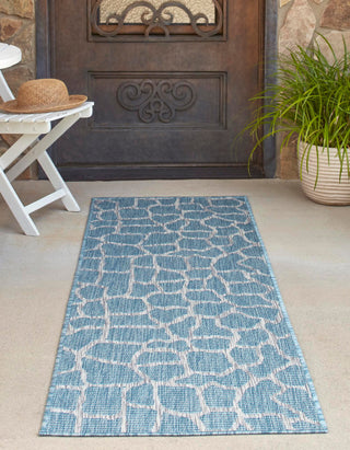 Unique Loom Outdoor Safari T-KZOD5 Light Aqua Area Rug Runner Lifestyle Image