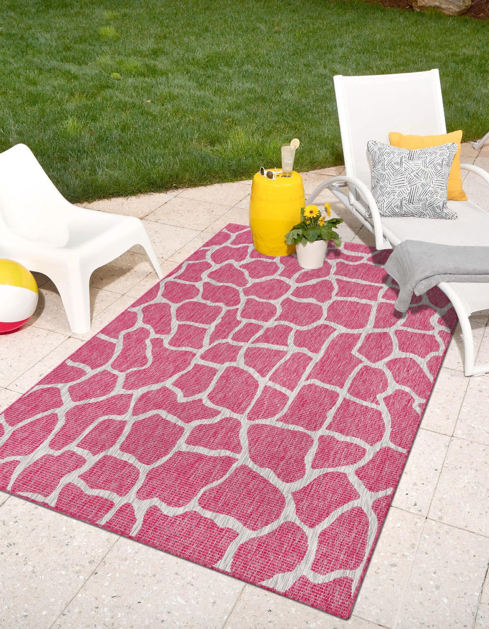Unique Loom Outdoor Safari T-KZOD5 Magenta Area Rug – Incredible Rugs ...