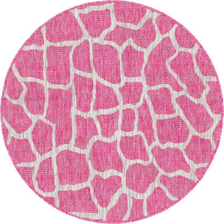 Unique Loom Outdoor Safari T-KZOD5 Magenta Area Rug Round Top-down Image