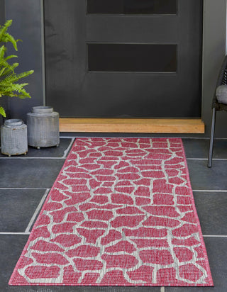 Unique Loom Outdoor Safari T-KZOD5 Magenta Area Rug Runner Lifestyle Image