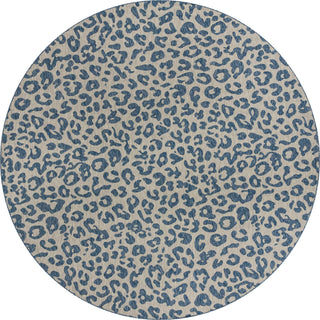 Unique Loom Outdoor Safari T-KZOD6 Blue Area Rug Round Top-down Image