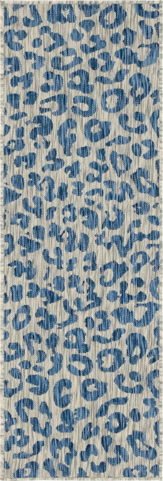 Unique Loom Outdoor Safari T-KZOD6 Blue Area Rug Runner Top-down Image