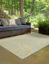 Unique Loom Outdoor Safari T-KZOD6 Blue Yellow Area Rug Rectangle Lifestyle Image