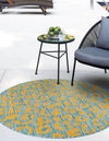 Unique Loom Outdoor Safari T-KZOD6 Blue Yellow Area Rug Round Lifestyle Image