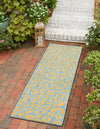 Unique Loom Outdoor Safari T-KZOD6 Blue Yellow Area Rug Runner Lifestyle Image