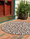 Unique Loom Outdoor Safari T-KZOD6 Brown Area Rug Round Lifestyle Image