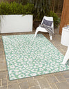 Unique Loom Outdoor Safari T-KZOD6 Green Blue Area Rug Rectangle Lifestyle Image Feature