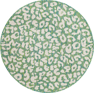 Unique Loom Outdoor Safari T-KZOD6 Green Blue Area Rug Round Top-down Image