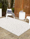 Unique Loom Outdoor Safari T-KZOD6 Ivory Gray Area Rug Rectangle Lifestyle Image