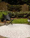 Unique Loom Outdoor Safari T-KZOD6 Ivory Gray Area Rug Round Lifestyle Image