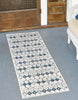 Unique Loom Outdoor Trellis OWE-OTRS3 Ivory and Blue Area Rug Runner Lifestyle Image