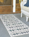Unique Loom Outdoor Trellis OWE-OTRS3 Ivory and Blue Area Rug Runner Lifestyle Image