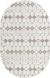 Unique Loom Outdoor Trellis OWE-OTRS3 Ivory and Gray Area Rug Oval Top-down Image