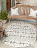 Unique Loom Outdoor Trellis OWE-OTRS3 Ivory and Gray Area Rug Oval Lifestyle Image Feature