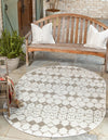 Unique Loom Outdoor Trellis OWE-OTRS3 Ivory and Gray Area Rug Oval Lifestyle Image Feature