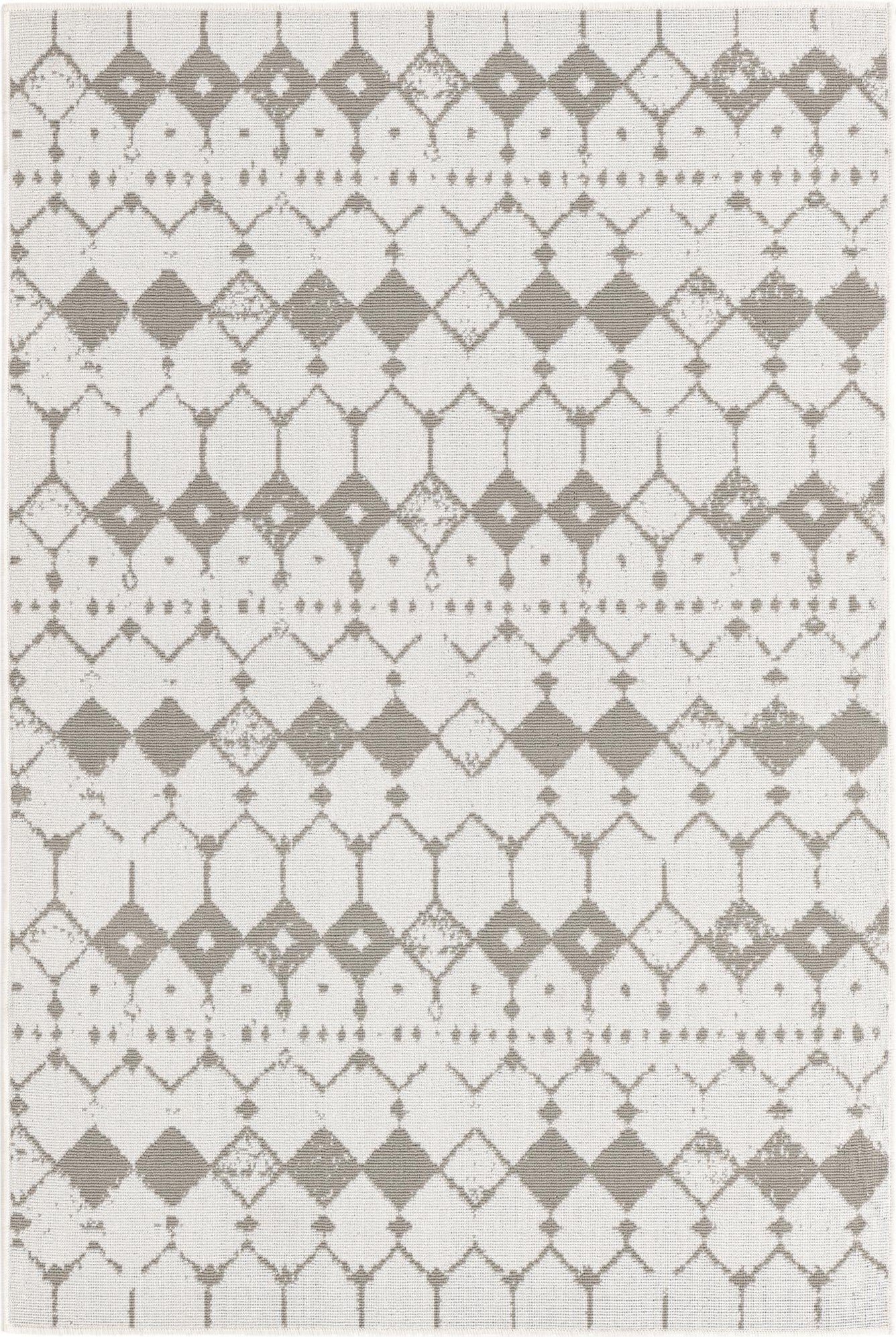 Unique Loom Outdoor Trellis OWE-OTRS3 Ivory and Gray Area Rug main image