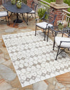Unique Loom Outdoor Trellis OWE-OTRS3 Ivory and Gray Area Rug Rectangle Lifestyle Image