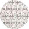 Unique Loom Outdoor Trellis OWE-OTRS3 Ivory and Gray Area Rug Round Top-down Image