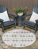 Unique Loom Outdoor Trellis OWE-OTRS3 Ivory and Gray Area Rug Round Lifestyle Image