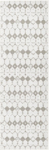 Unique Loom Outdoor Trellis OWE-OTRS3 Ivory and Gray Area Rug Runner Top-down Image