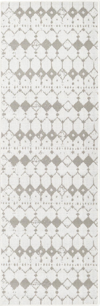 Unique Loom Outdoor Trellis OWE-OTRS3 Ivory and Gray Area Rug Runner Top-down Image