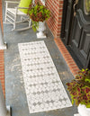 Unique Loom Outdoor Trellis OWE-OTRS3 Ivory and Gray Area Rug Runner Lifestyle Image