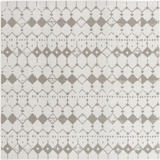 Unique Loom Outdoor Trellis OWE-OTRS3 Ivory and Gray Area Rug Square Top-down Image