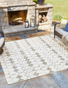Unique Loom Outdoor Trellis OWE-OTRS3 Ivory and Gray Area Rug Square Lifestyle Image