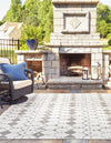 Unique Loom Outdoor Trellis OWE-OTRS3 Ivory and Gray Area Rug Square Lifestyle Image