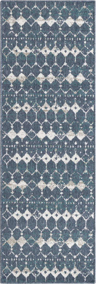 Unique Loom Outdoor Trellis OWE-OTRS3 Navy Blue Area Rug Runner Top-down Image