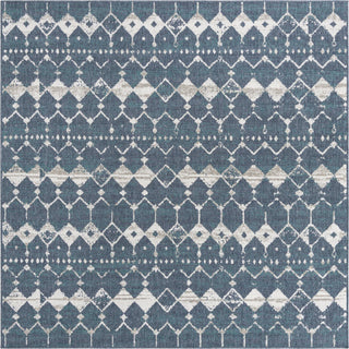 Unique Loom Outdoor Trellis OWE-OTRS3 Navy Blue Area Rug Square Top-down Image