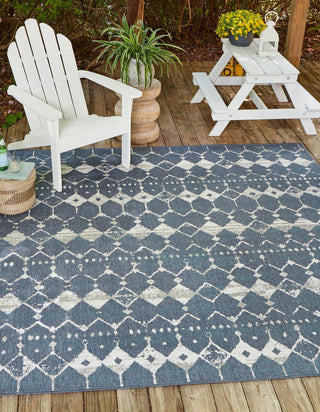 Unique Loom Outdoor Trellis OWE-OTRS3 Navy Blue Area Rug Square Lifestyle Image