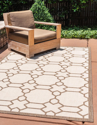 Unique Loom Outdoor Trellis T-KOZA-20426A Beige Area Rug Rectangle Lifestyle Image Feature