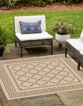 Unique Loom Outdoor Trellis T-KOZA-20430A Beige Area Rug Square Lifestyle Image